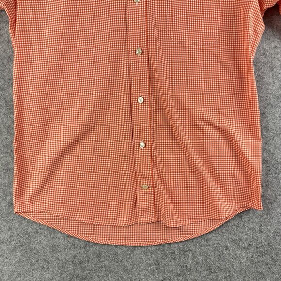Eton Shirt Mens M Orange Gingham Checkered Contemporary Cotton BD Preppy Pocket* - Picture 8 of 16